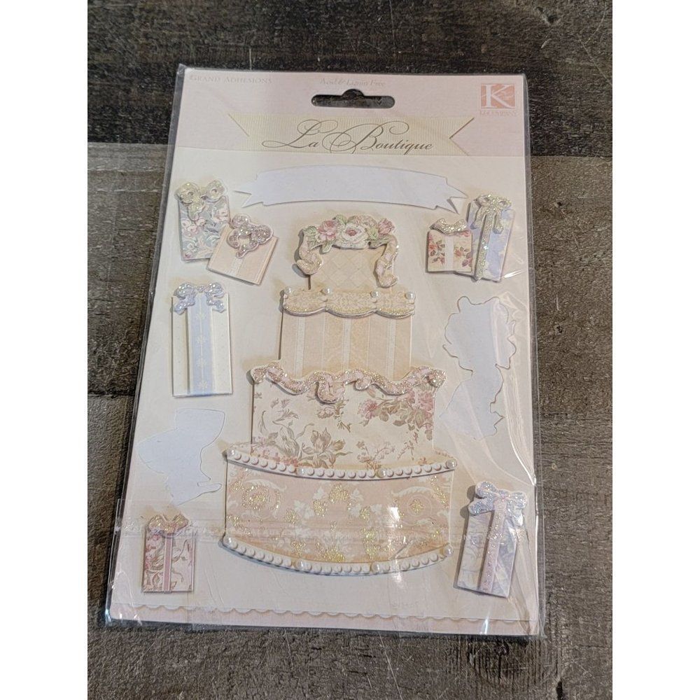 La Boutique cake wedding present sticker stationery set